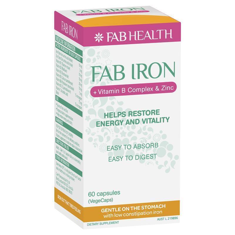 Load image into Gallery viewer, Fab Iron + Vitamin B Complex and Zinc 60 Capsules
