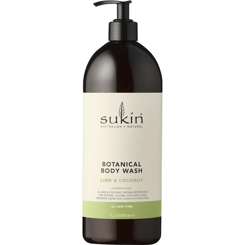 Load image into Gallery viewer, Sukin Botanical Body Wash Lime &amp; Coconut 1 Litre Pump
