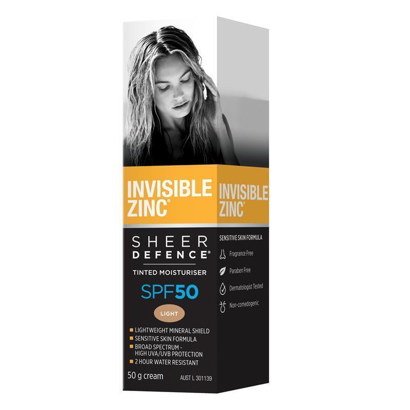 Load image into Gallery viewer, Invisible Zinc SPF 50+ Sheer Defence Tinted Moisturiser Light 50g

