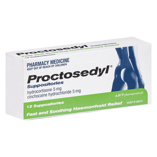 Proctosedyl Haemorrhoids Relief Suppositories 12 Pack