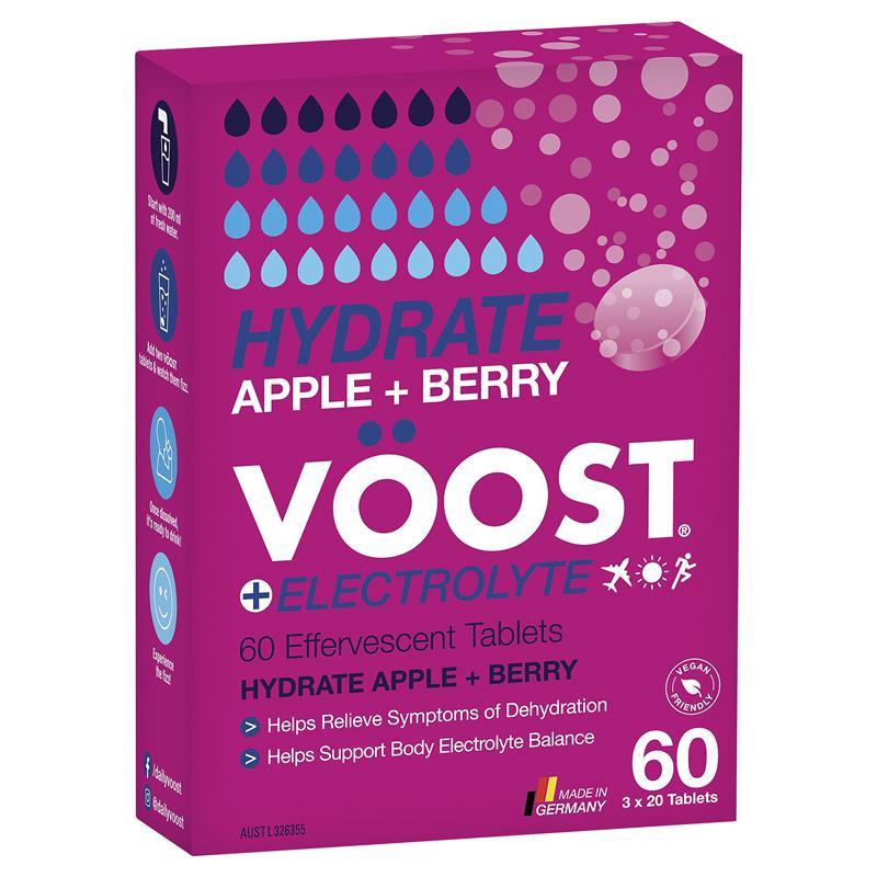 Load image into Gallery viewer, Voost Hydrate Apple + Berry Effervescent Tablets 60 Pack Exclusive Size
