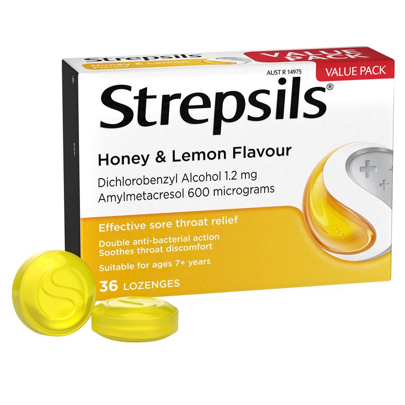 Load image into Gallery viewer, Strepsils Throat Lozenges Soothing Honey &amp; Lemon 36 Pack
