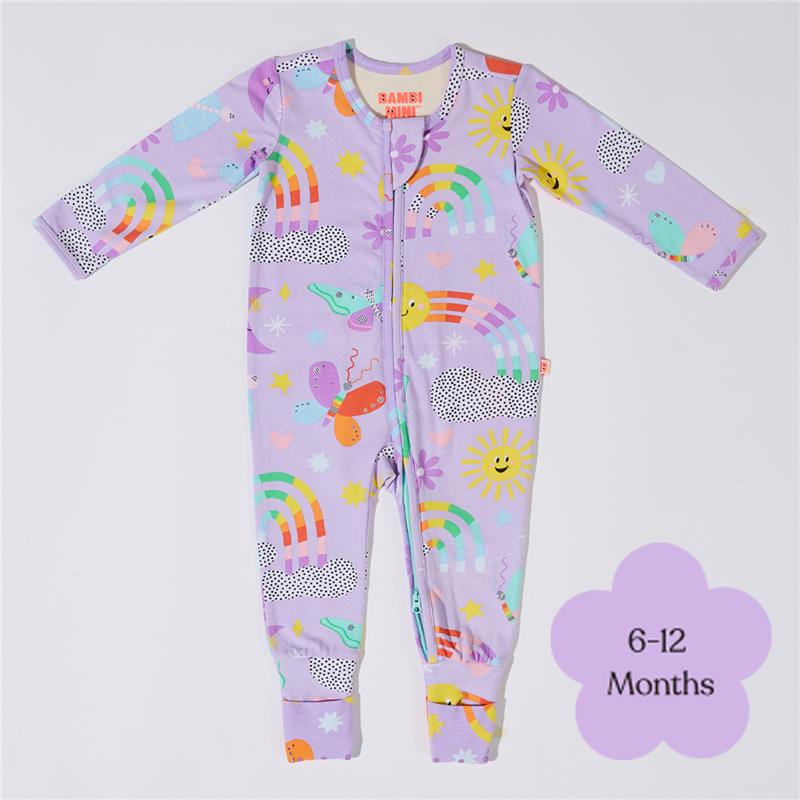 Load image into Gallery viewer, Bambi Mini Co. Wrigglesuit 6-12 Months (with Grippy Feet) Pastel Lilac
