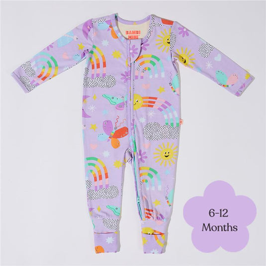 Bambi Mini Co. Wrigglesuit 6-12 Months (with Grippy Feet) Pastel Lilac