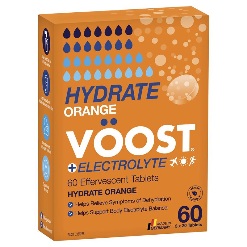 Load image into Gallery viewer, Voost Hydrate Orange Effervescent Tablets 60 Pack Exclusive Size
