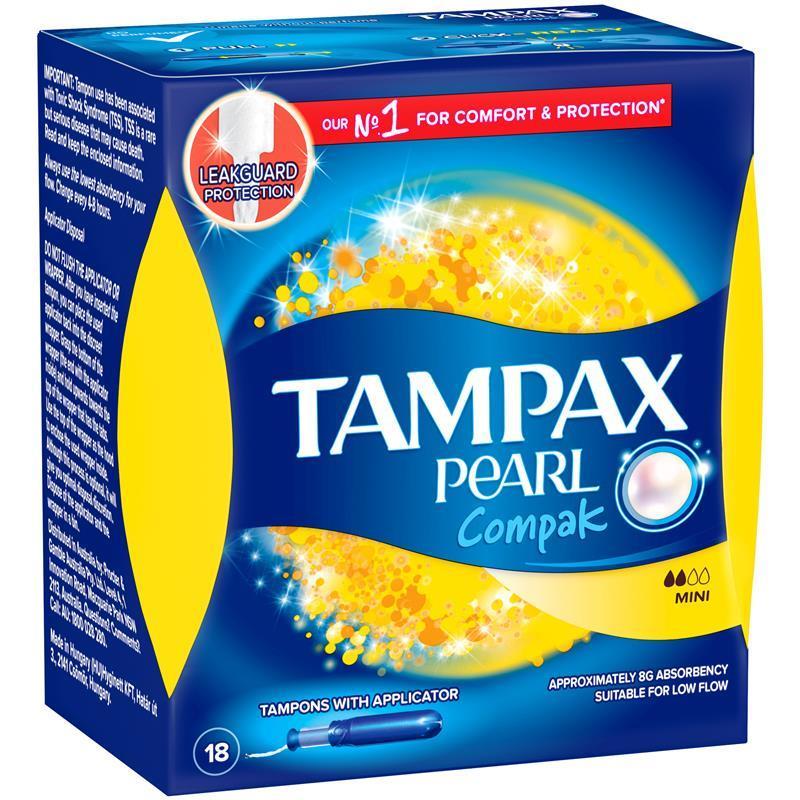 Load image into Gallery viewer, Tampax Pearl Compak Tampons Mini 18 Pack
