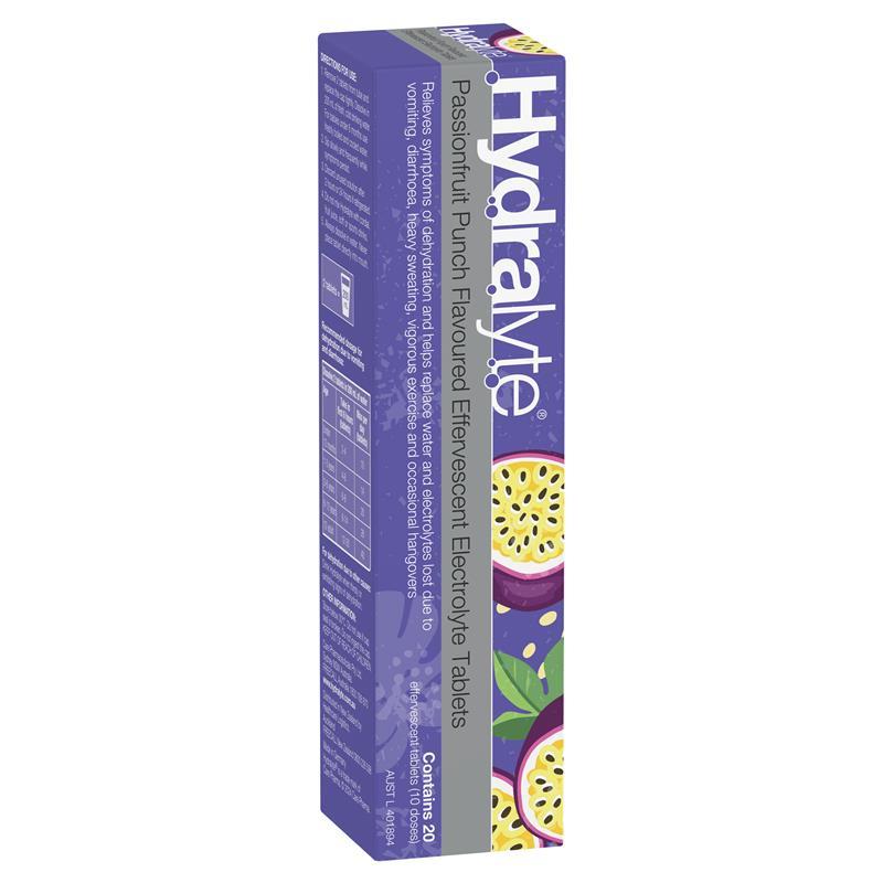 Load image into Gallery viewer, Hydralyte Electrolyte Effervescent Passionfruit Punch 20 Tablets
