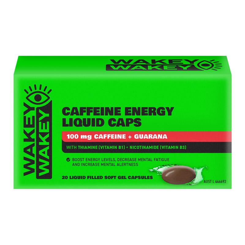 Load image into Gallery viewer, Wakey Wakey Caffeine Energy Liquid Capsules 20 Pack
