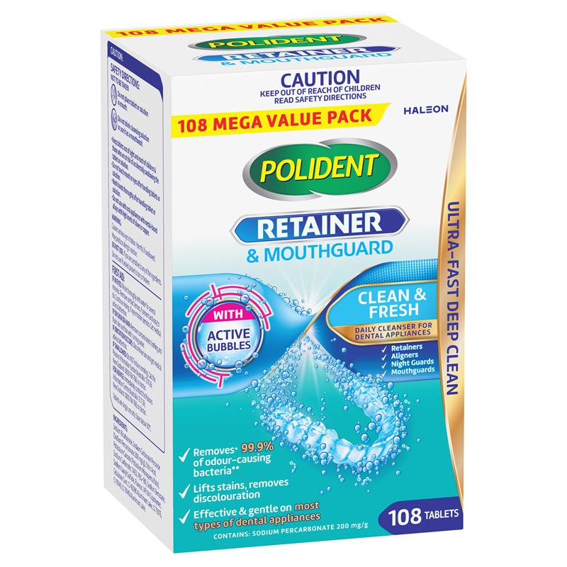 Load image into Gallery viewer, Polident Retainer and Mouthguard Cleanser 108 Tablets Exclusive Size
