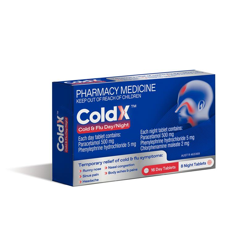 Load image into Gallery viewer, ColdX Cold &amp; Flu Tablets Day &amp; Night 24 Tablets

