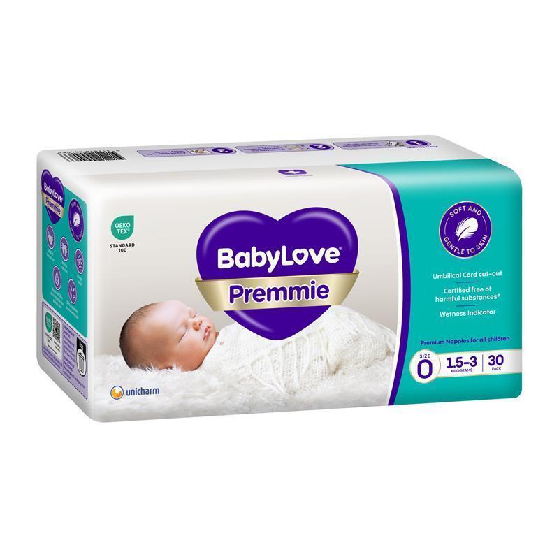 Load image into Gallery viewer, Babylove Nappies Premmie Size 0 (1.5-3kg) 30 Pack
