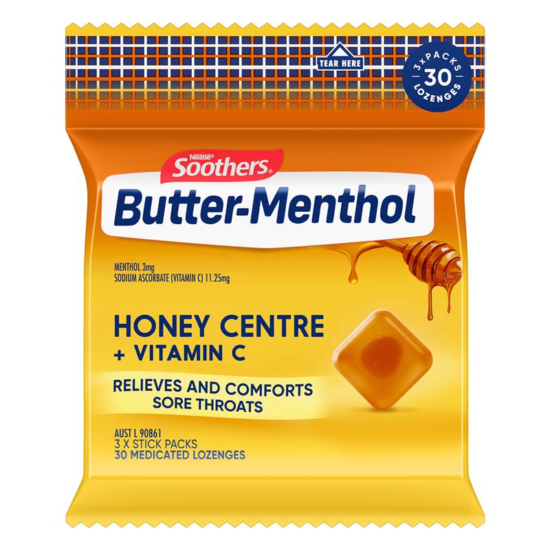 Load image into Gallery viewer, Buttermenthol Honey 3x10 Lozenge Multipack
