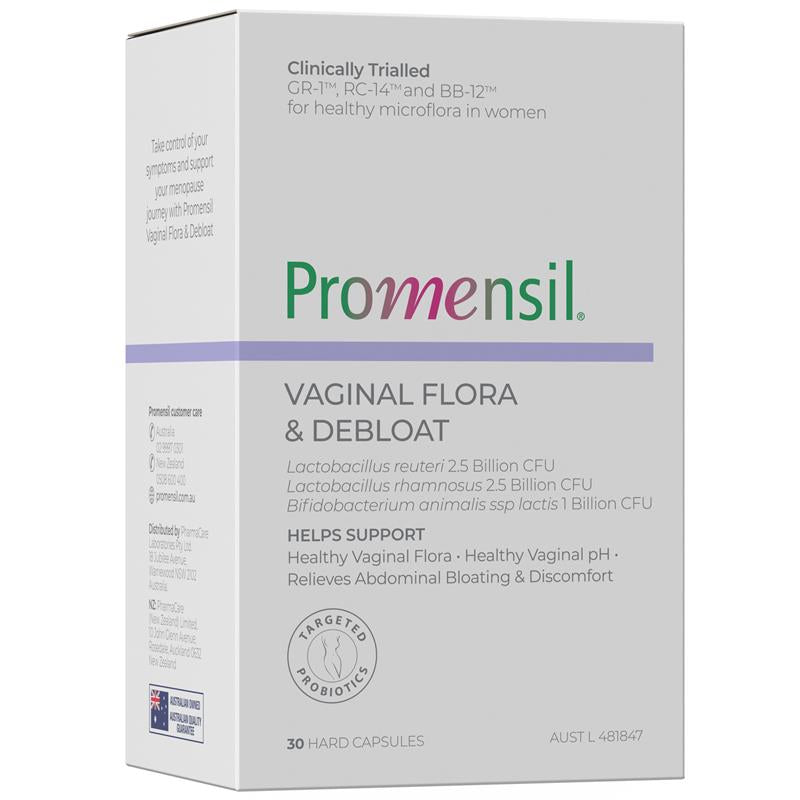 Load image into Gallery viewer, Promensil Vaginal Flora &amp; Debloat Women’s Probiotic 30 Capsules
