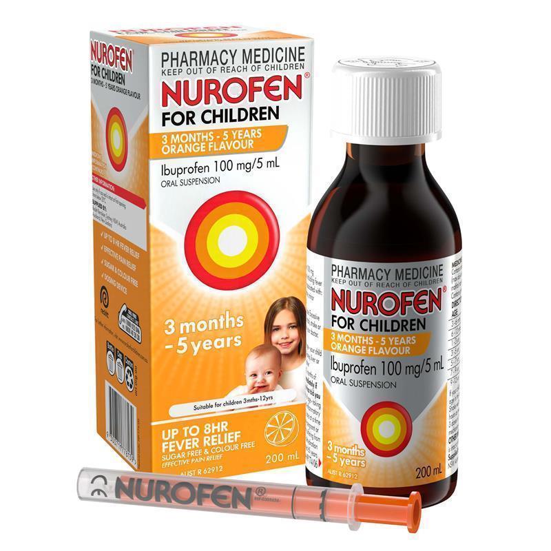 Load image into Gallery viewer, Nurofen For Children 3 months - 5 years Pain and Fever Relief 100mg/5mL Ibuprofen Orange 200mL
