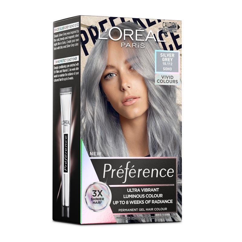 Load image into Gallery viewer, L'Oreal Paris Preference Vivids Permanent Hair Colour 10.112 Soho (Silver Grey)
