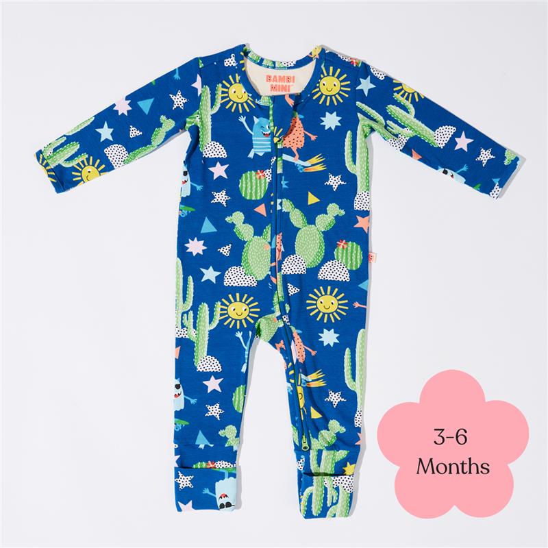 Load image into Gallery viewer, Bambi Mini Co. Wrigglesuit 3-6 Months Beaucoup Blue
