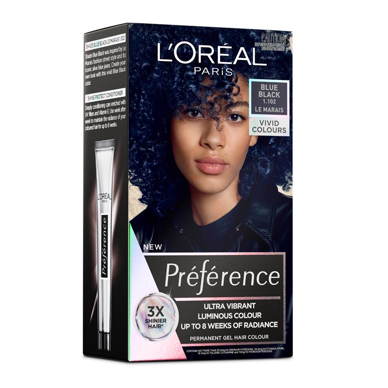Load image into Gallery viewer, L'Oreal Paris Preference Vivids Permanent Hair Colour 1.102 Le Marais (Blue Black)
