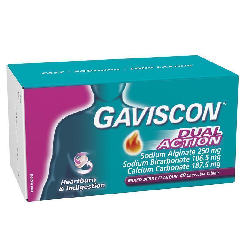 Load image into Gallery viewer, Gaviscon Dual Action Chewable Tablets Heartburn and Indigestion Relief Mixed Berry 48 Pack
