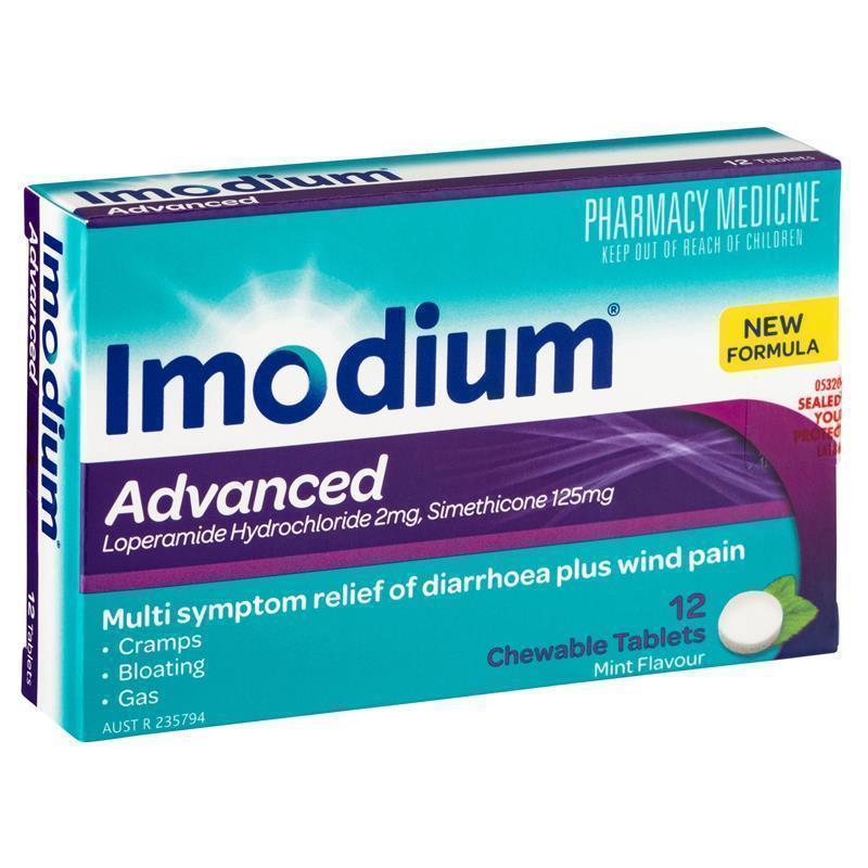 Load image into Gallery viewer, Imodium Advanced Diarrhoea Plus Wind Pain Chewable Tablets Mint Flavour 12 Pack
