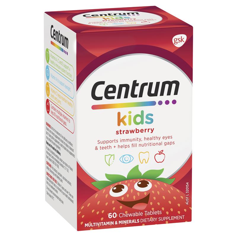 Load image into Gallery viewer, Centrum Kids Multi Vitamin 60 Strawberry Tablets
