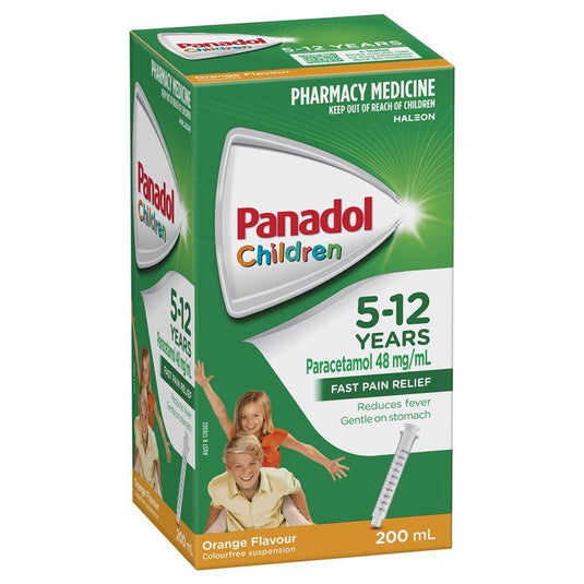 Panadol Children 5-12 Years Suspension Fever & Pain Relief Orange Flavour 200ml