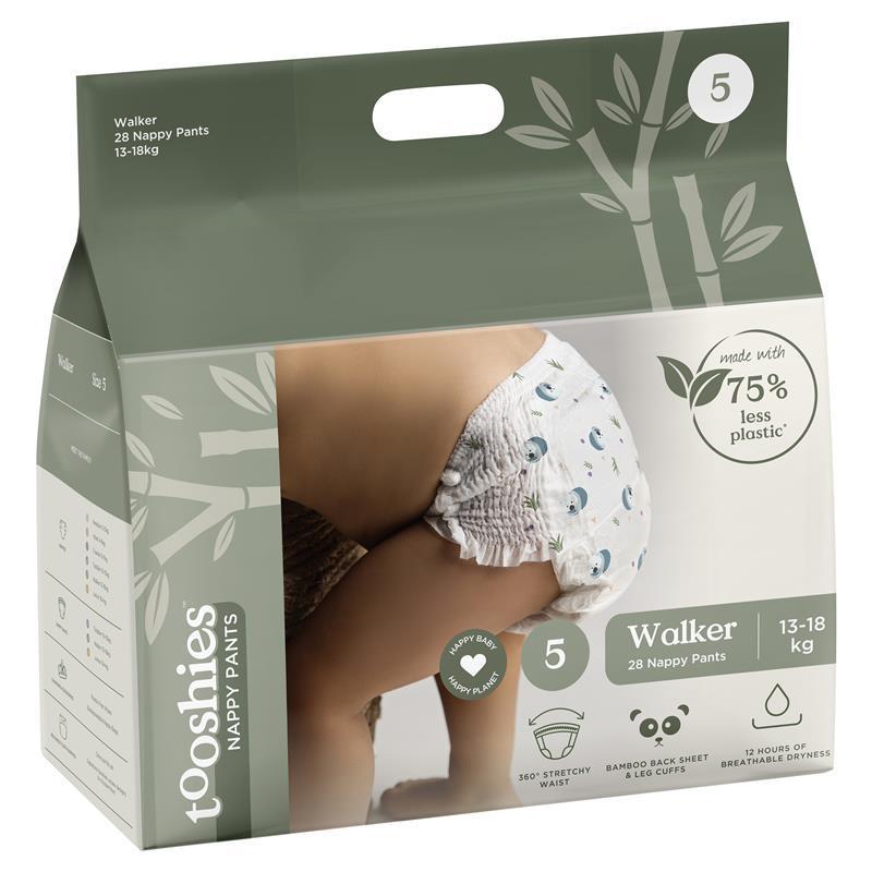 Load image into Gallery viewer, Tooshies Eco Nappy Pants Size 5 Walker 13-18kg 28 Pack
