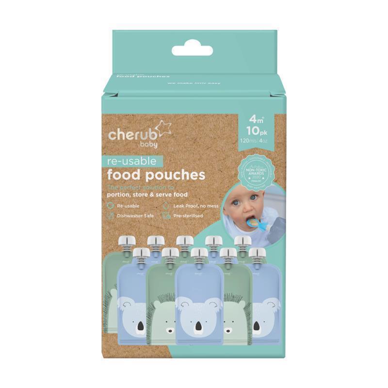 Load image into Gallery viewer, On The Go Food Pouch Cerulean &amp; Sage 120ml Animal Print 10 Pack
