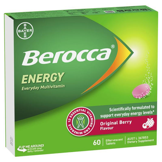 Berocca Energy Original Berry 60 Effervescent Tablets Exclusive Size
