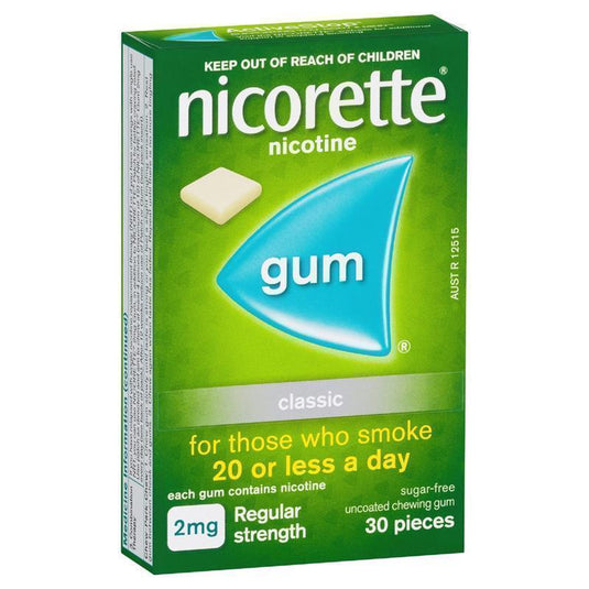 Nicorette Quit Smoking Regular Strength Nicotine Gum Classic 30 Pack