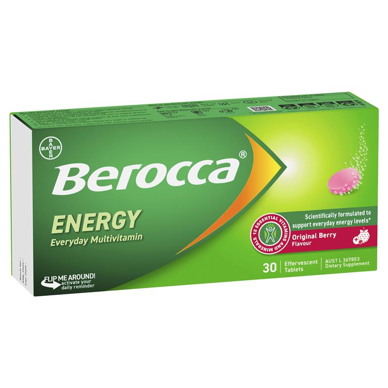 Load image into Gallery viewer, Berocca Energy Original Berry 30 Effervescent Tablets
