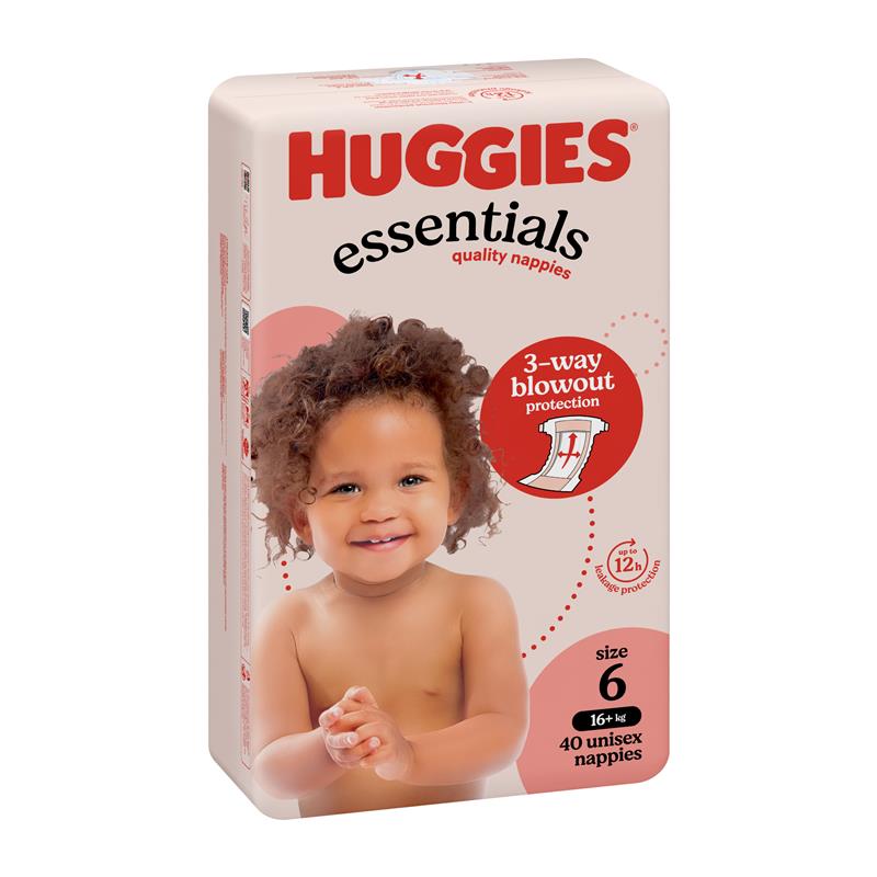 Load image into Gallery viewer, Huggies Essentials Size 6 16kg &amp; Over 40 Nappies
