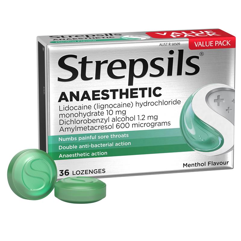 Load image into Gallery viewer, Strepsils Anaesthetic Menthol 36 Lozenges
