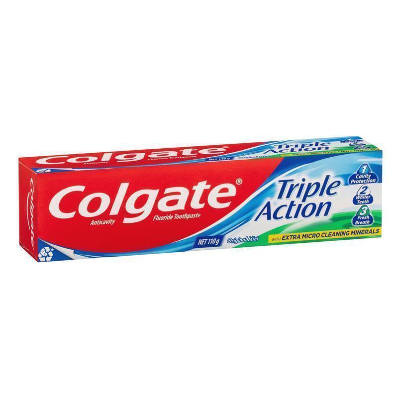 Load image into Gallery viewer, Colgate Triple Action Cavity Protection Fluoride Original Mint Toothpaste 110g
