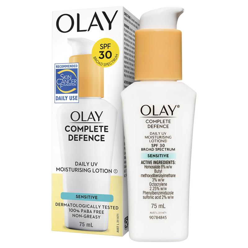 Load image into Gallery viewer, Olay Complete Defence Daily UV Moisturising Lotion Sensitive SPF 30 75mL
