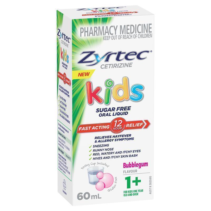 Load image into Gallery viewer, Zyrtec Kids Antihistamine Allergy &amp; Hayfever Oral Liquid Bubblegum 60ml
