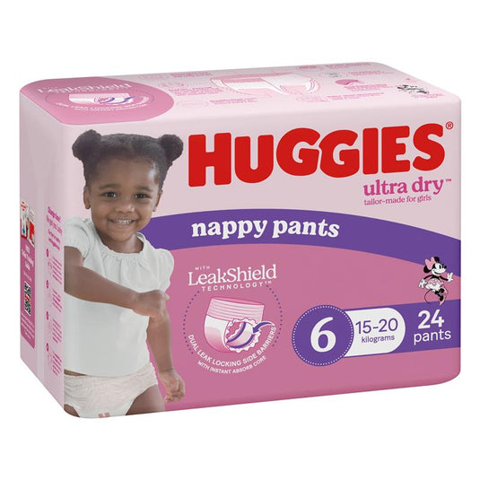 Huggies Ultra Dry Nappy Pants Size 6 15kg & Over Girl 24 Pack