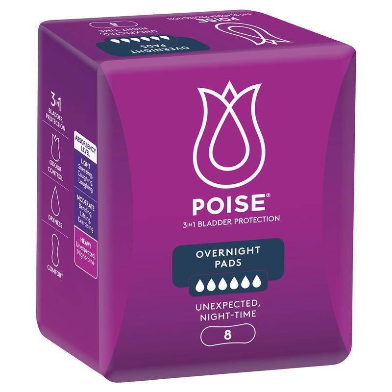 Load image into Gallery viewer, Poise Pads Overnight 8 Pack
