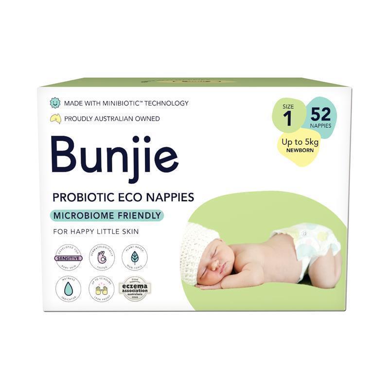 Load image into Gallery viewer, Bunjie Probiotic Eco Nappies Size 1, Up to 5kg, 52 Pack

