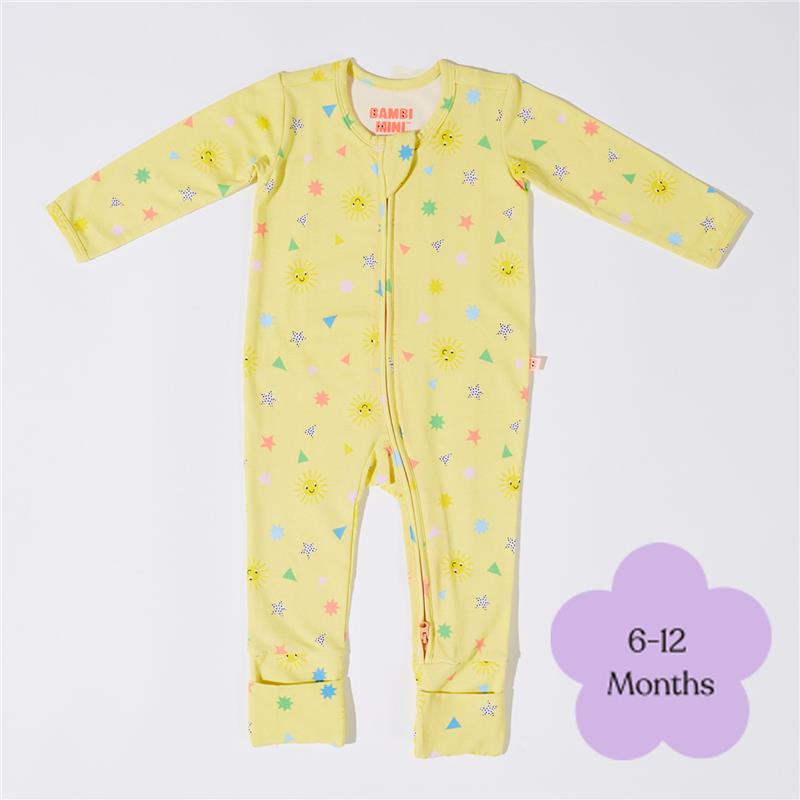 Load image into Gallery viewer, Bambi Mini Co. Wrigglesuit 6-12 Months (with Grippy Feet) Elfin Yellow
