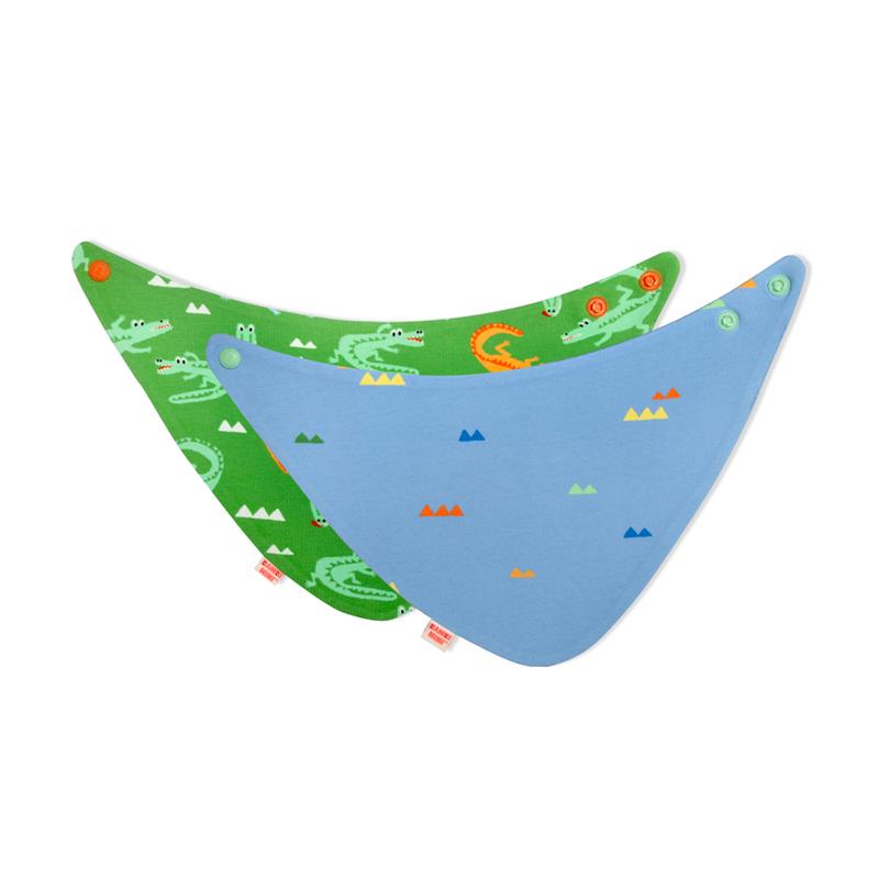 Load image into Gallery viewer, Bambi Mini Co. Dribblebib Boys Crocodile Rock and Triangles Reverse Bibs 2 Pack
