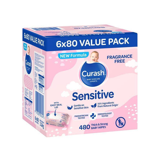 Curash Baby Sensitive Wipes 6 x 80 Value Pack