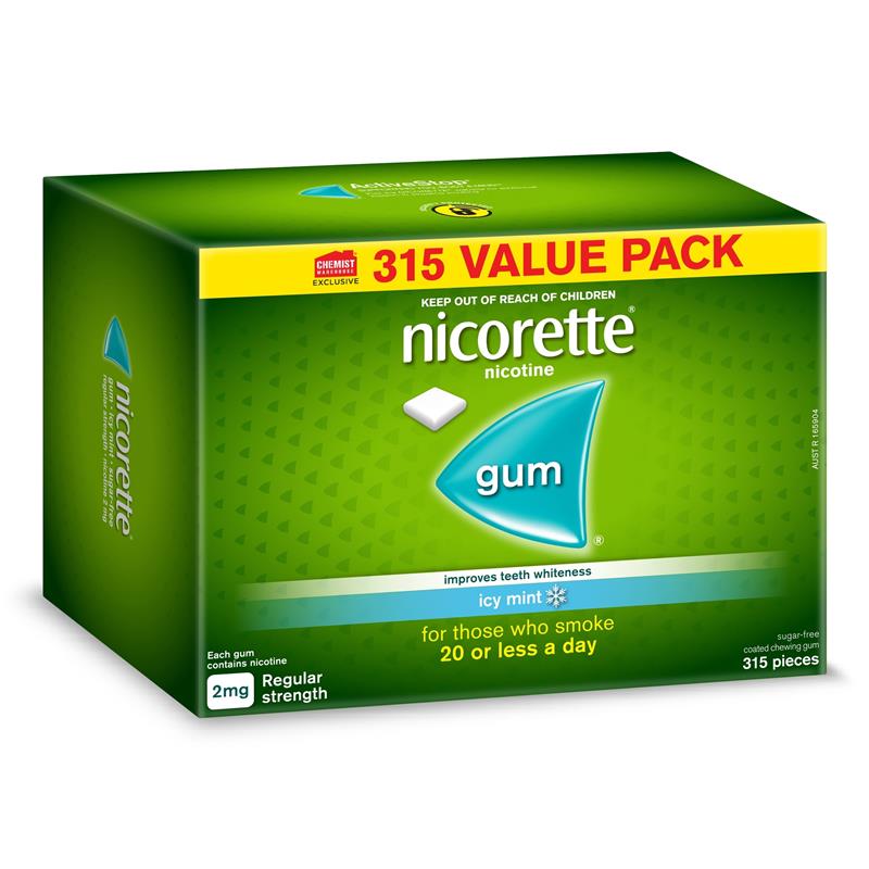 Load image into Gallery viewer, Nicorette Quit Smoking Regular Strength Nicotine Gum Icy Mint Exclusive Size 315 Pack

