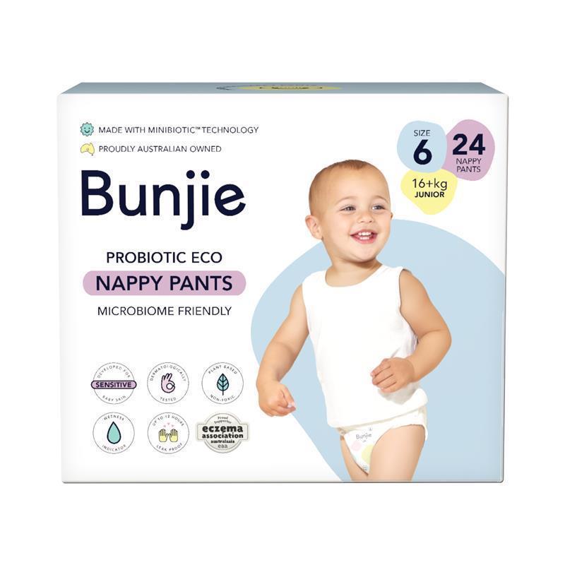 Load image into Gallery viewer, Bunjie Probiotic Eco Nappy Pants Size 6, 16+kg, 24 Pack
