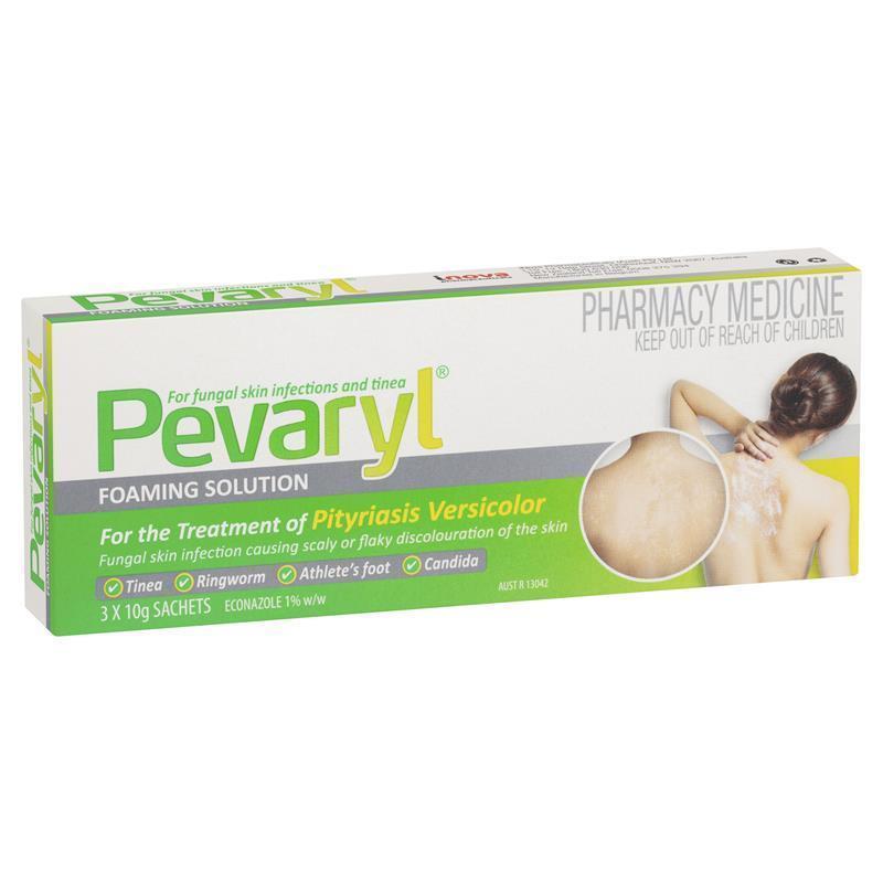 Load image into Gallery viewer, Pevaryl Foaming Solution 1% 3x10g Sachets
