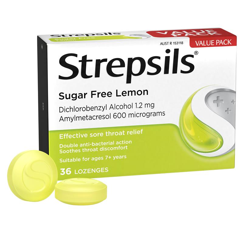 Load image into Gallery viewer, Strepsils Sore Throat Relief Sugar Free Lozenges Lemon 36 pack
