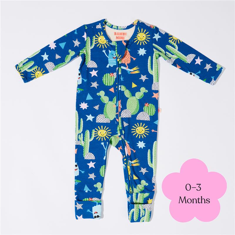 Load image into Gallery viewer, Bambi Mini Co. Wrigglesuit 0-3 Months Beaucoup Blue

