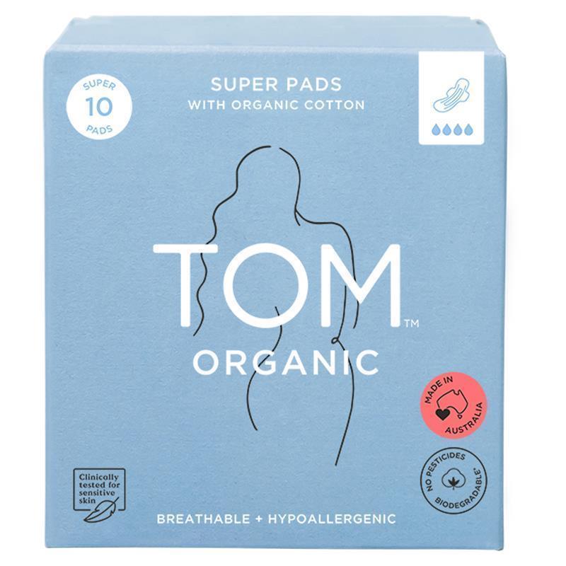 Load image into Gallery viewer, TOM Organic Ultra Thin Pads Super 10 Pack
