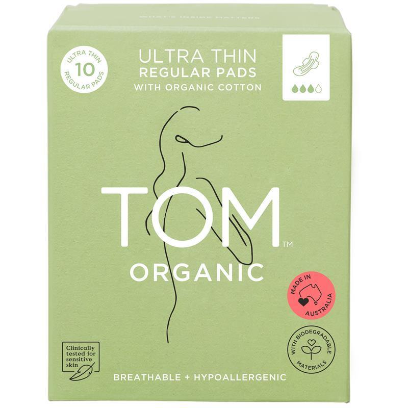 Load image into Gallery viewer, TOM Organic Ultra Thin Pads Regular 10 Pack
