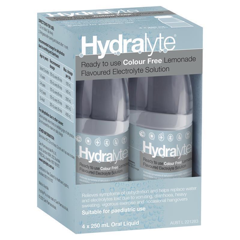 Load image into Gallery viewer, Hydralyte Liquid Colour Free Lemonade Flavoured (4x250ml) Solution

