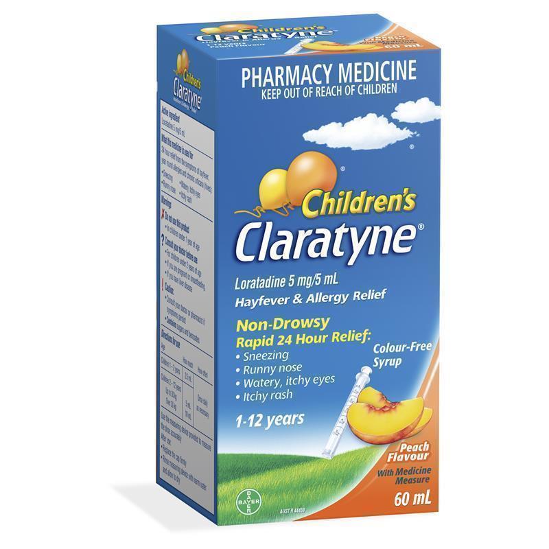 Load image into Gallery viewer, Children's Claratyne Allergy &amp; Hayfever Relief Syrup For Kids Peach Flavour 60mL
